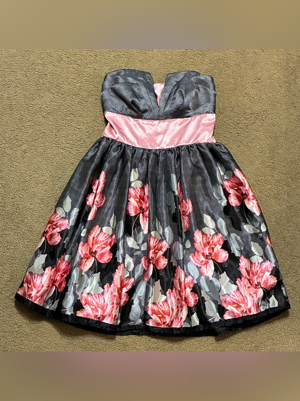 Trixxi Juniors' Strapless Fit & Flare Prom Party Dress Mini Babydoll Dress